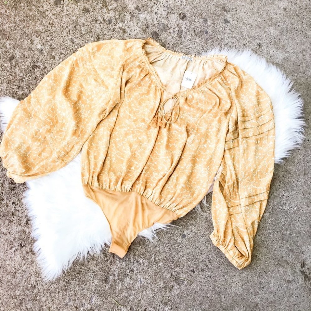 Free People Yellow Peasant Top Bodysuit - Picture 2 of 8